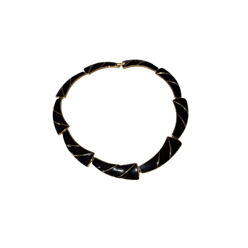 Trifari · 1980s · Black Enamel Statement Necklace